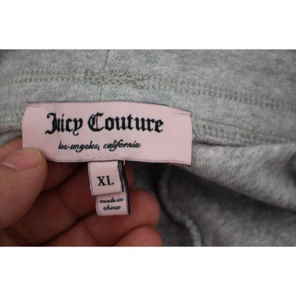 Juicy Couture Womens XL Gray Drawcord Jogger pants Stretch textured fleece - Picture 6 of 11